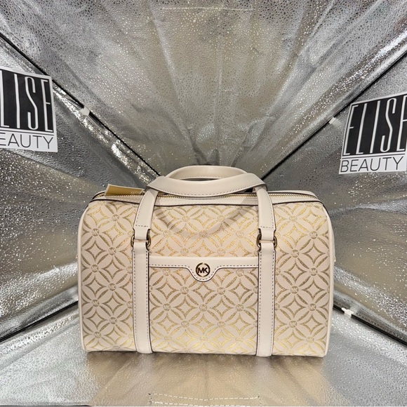MICHAEL KORS (NWT): Travel Duffle Satchel — Cream and Gold Women's Bag - Picture 1 of 2